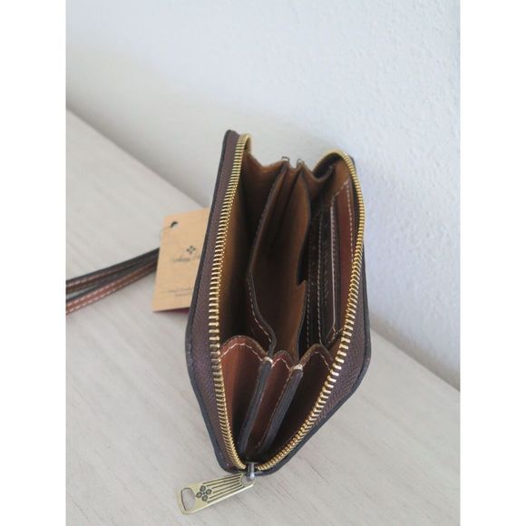 Patricia Nash S1470618 Riot Rust Ragusa Signature Map Leather Wristlet Wallet - Picture 9 of 10